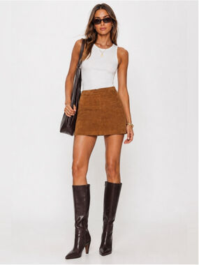 RW&CO. Suede Mini Skirt in Warm Brown y2k